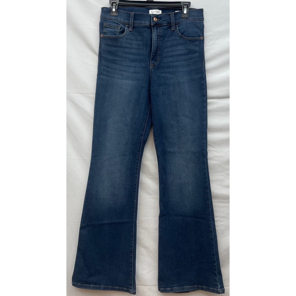 Jessica Simpson High Rise Flare Jeans Size 8 Blue Denim Stretch